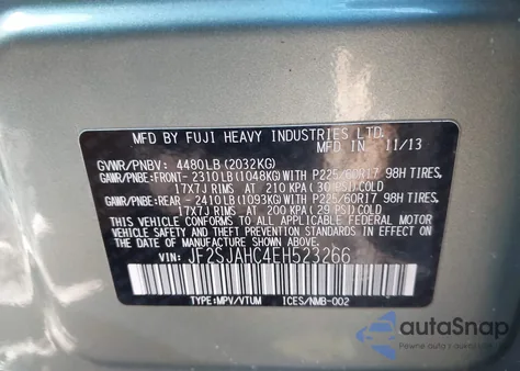2014 Subaru Forester 2.5I Limited from USA, damaged, VIN JF2SJAHC4EH523266